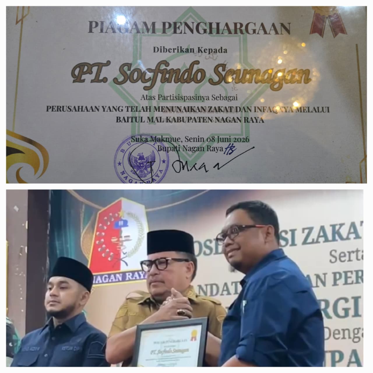 PT Socfindo Seunagan Terima Penghargaan dari Baitul Mal Nagan Raya PT Socfindo Seunagan Terima Penghargaan dari Baitul Mal Nagan Raya